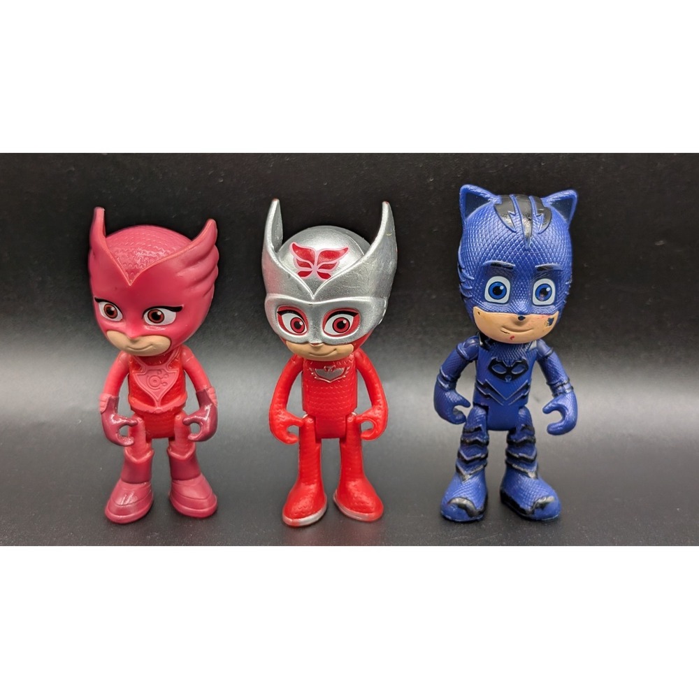 PJ Masks Owlette & Catboy (Red, Silver & Blue) 3" Action Figure Lot of 3